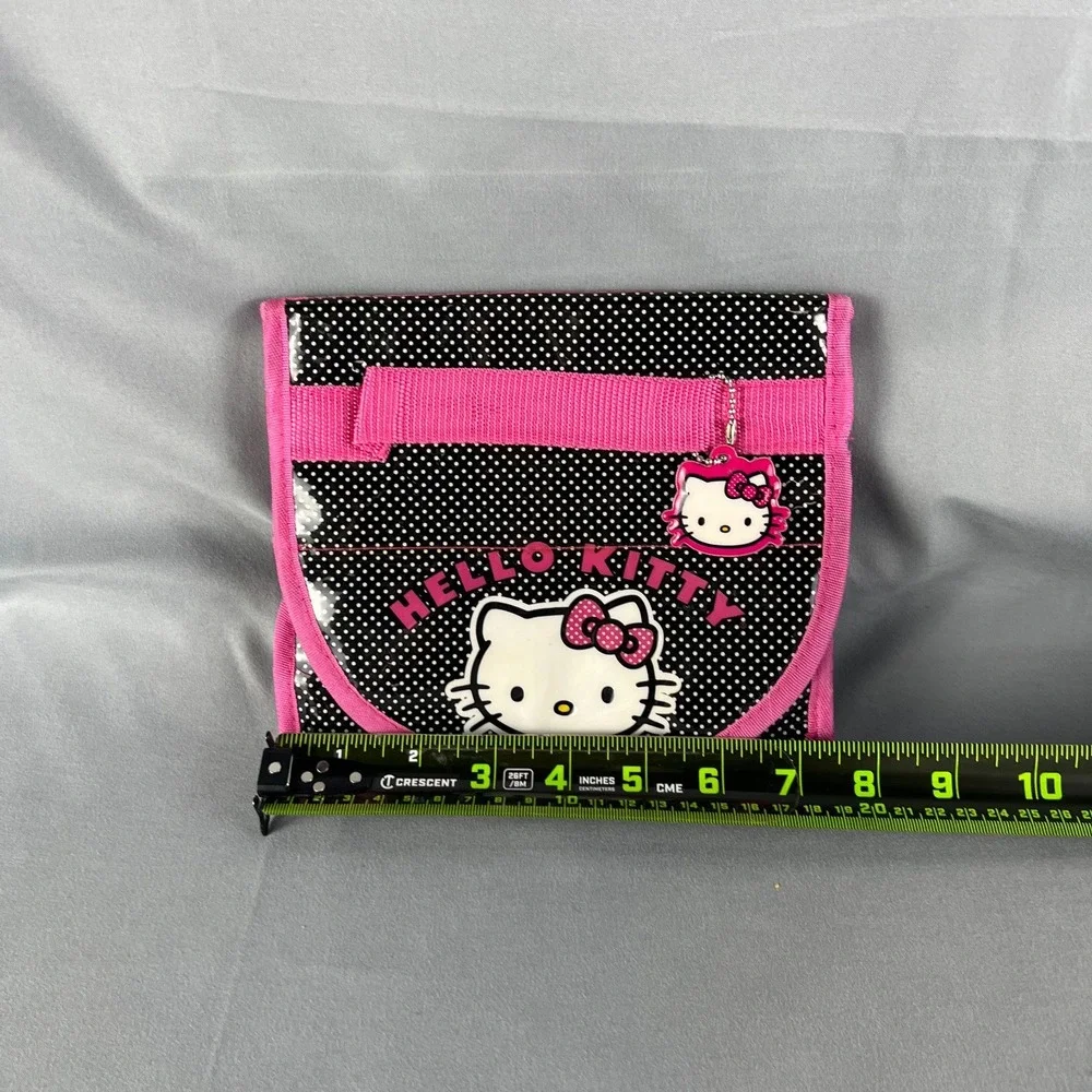 Sanrio Hello Kitty Travel Toiletry Bag Girls Black Polka Dot Roll Up Organizer